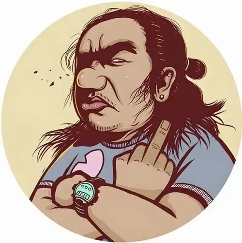 Hình hoạt hình bật ngón fuck với ánh mắt liếc gắt nhưng buồn cười.