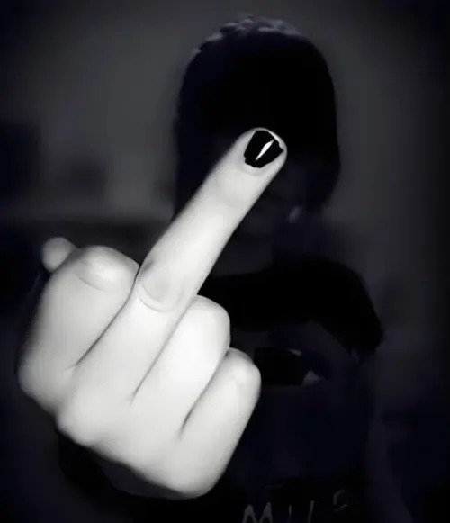 Ảnh chế vệt sáng rọi xuống cử chỉ fuck hiển hiện